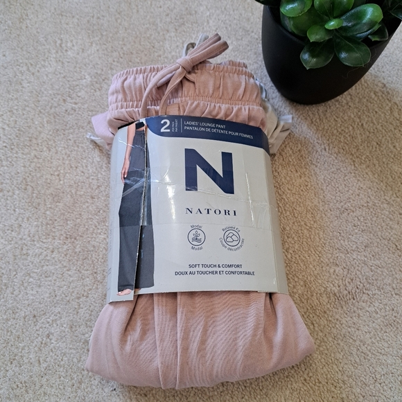 New! Natori Lounge Pants Size Medium Pink Beige PJ Pants Casual Neutral Relaxed - Picture 14 of 14